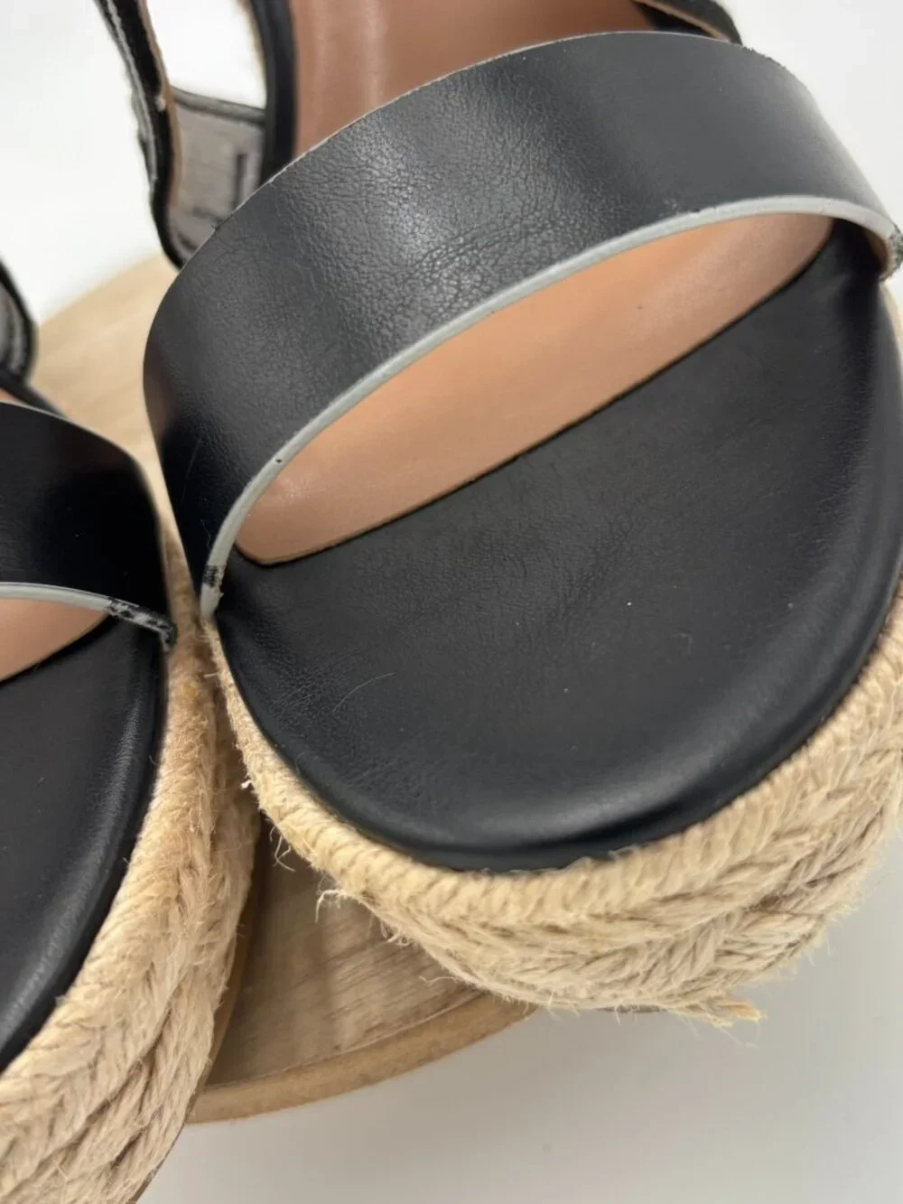 Tommy Hilfiger Black Logo Strap Espadrille Wedge Platform Sandals Shoes 9M